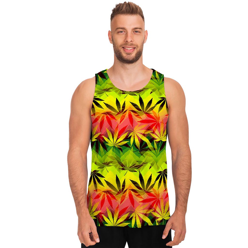 Hemp Leaf Reggae Pattern Print Men's Tank Top