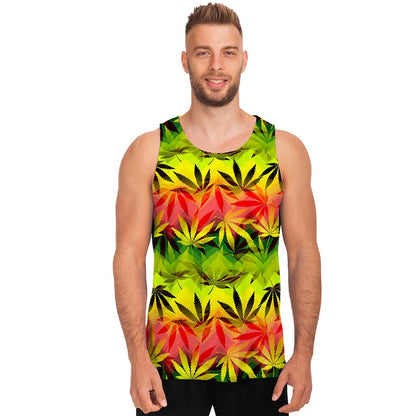 Hemp Leaf Reggae Pattern Print Men's Tank Top