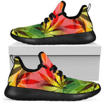 Hemp Leaf Reggae Pattern Print Mesh Knit Shoes GearFrost