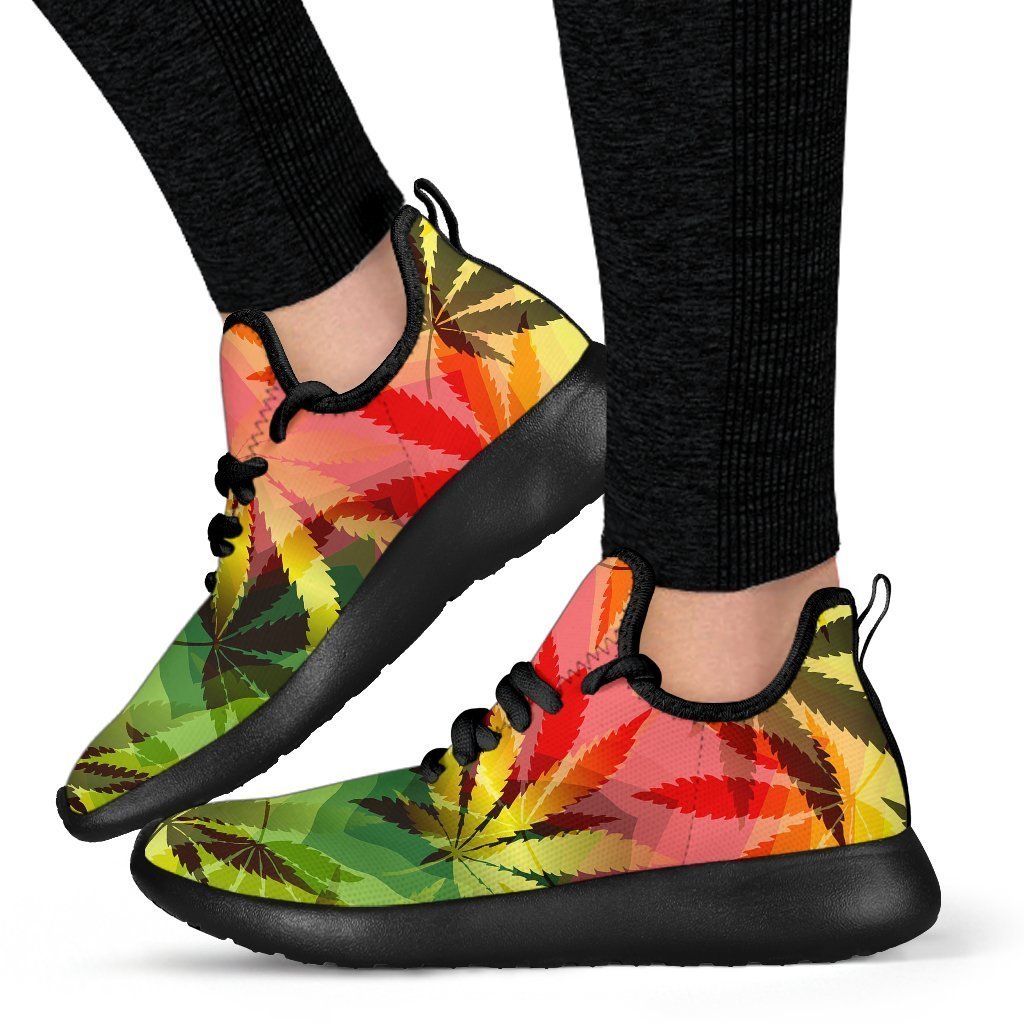 Hemp Leaf Reggae Pattern Print Mesh Knit Shoes GearFrost