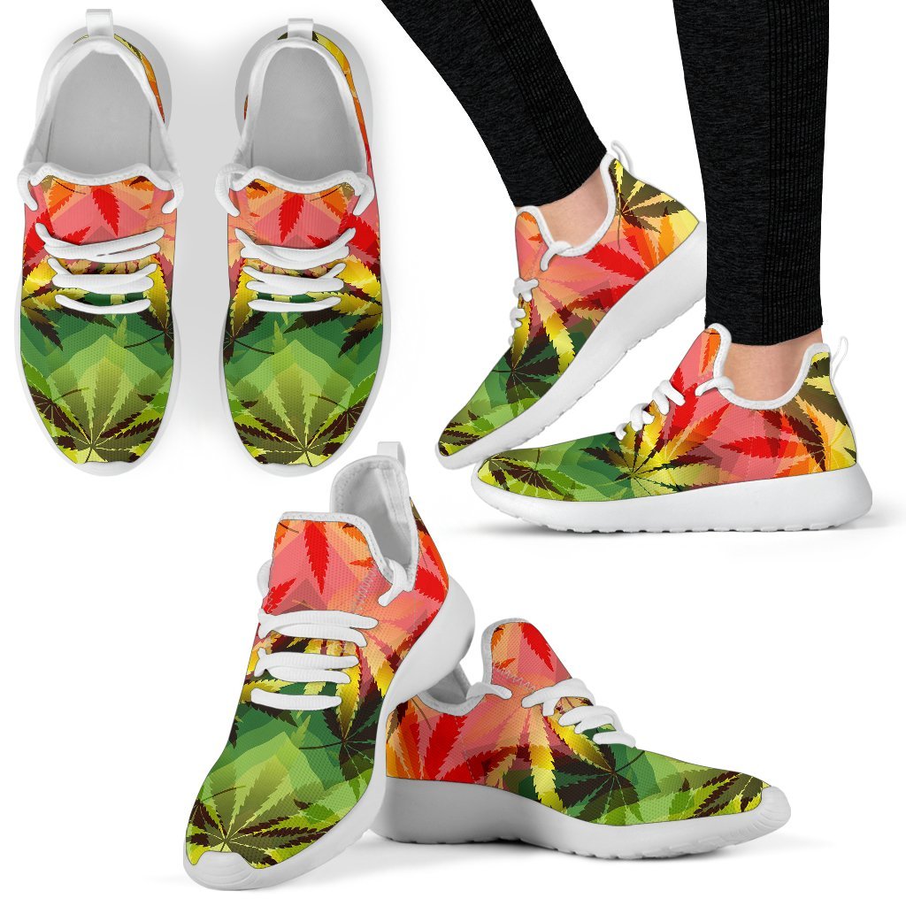 Hemp Leaf Reggae Pattern Print Mesh Knit Shoes GearFrost