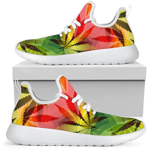 Hemp Leaf Reggae Pattern Print Mesh Knit Shoes GearFrost