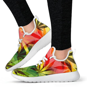 Hemp Leaf Reggae Pattern Print Mesh Knit Shoes GearFrost