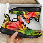 Hemp Leaf Reggae Pattern Print Mesh Knit Shoes GearFrost