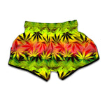 Hemp Leaf Reggae Pattern Print Muay Thai Boxing Shorts