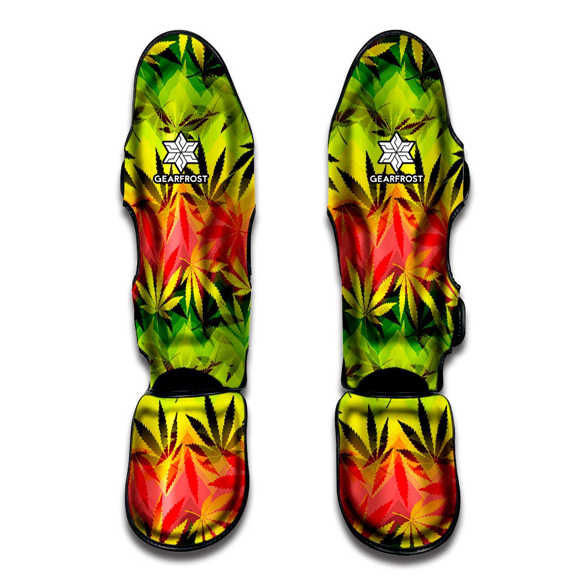 Hemp Leaf Reggae Pattern Print Muay Thai Shin Guard