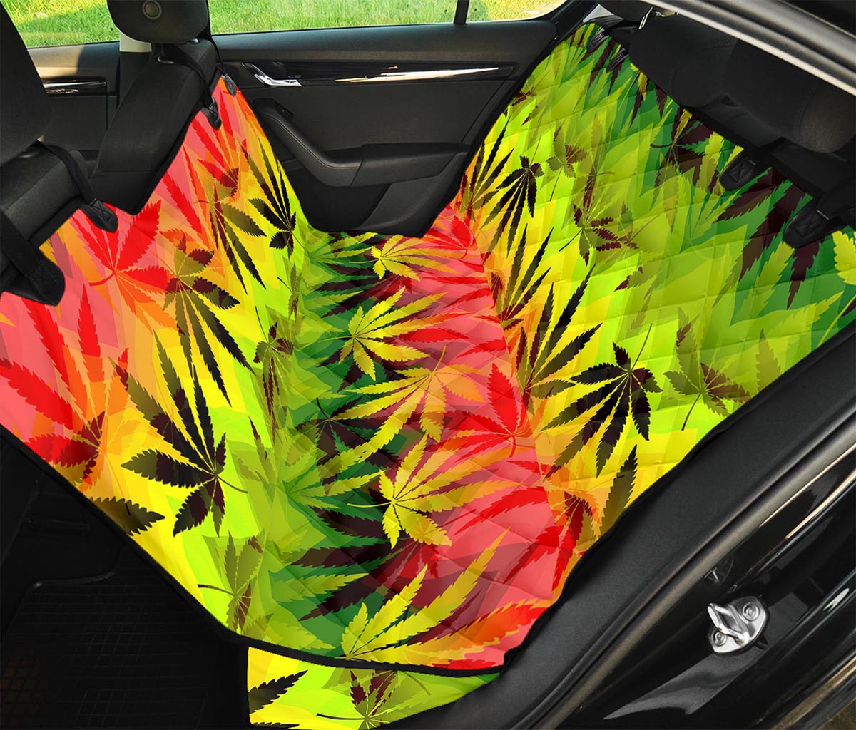 Hemp Leaf Reggae Pattern Print Pet Car Back Seat Cover