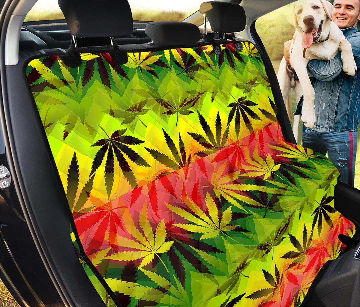 Hemp Leaf Reggae Pattern Print Pet Car Back Seat Cover