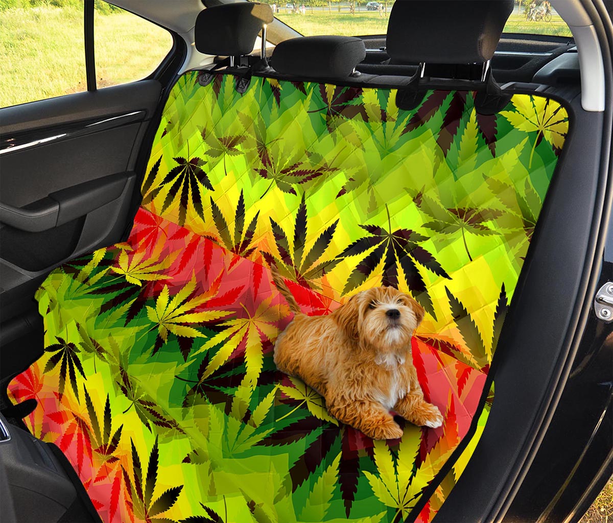 Hemp Leaf Reggae Pattern Print Pet Car Back Seat Cover