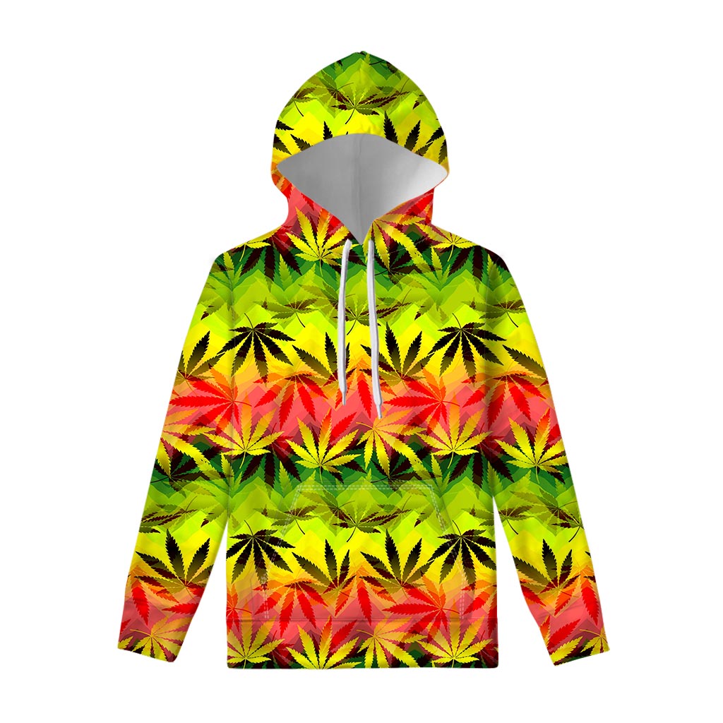 Hemp Leaf Reggae Pattern Print Pullover Hoodie