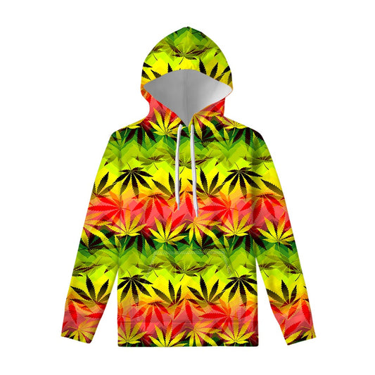 Hemp Leaf Reggae Pattern Print Pullover Hoodie