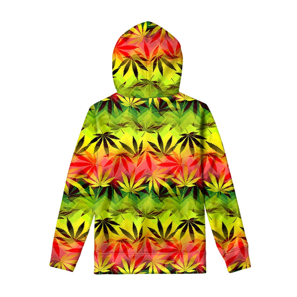 Hemp Leaf Reggae Pattern Print Pullover Hoodie