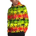 Hemp Leaf Reggae Pattern Print Pullover Hoodie