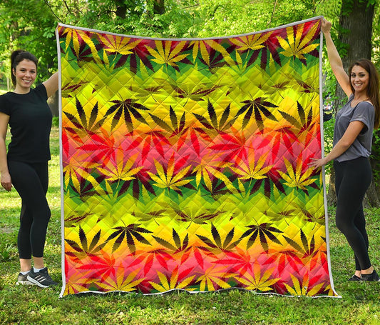 Hemp Leaf Reggae Pattern Print Quilt