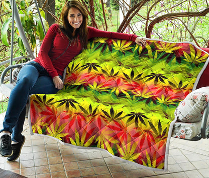 Hemp Leaf Reggae Pattern Print Quilt