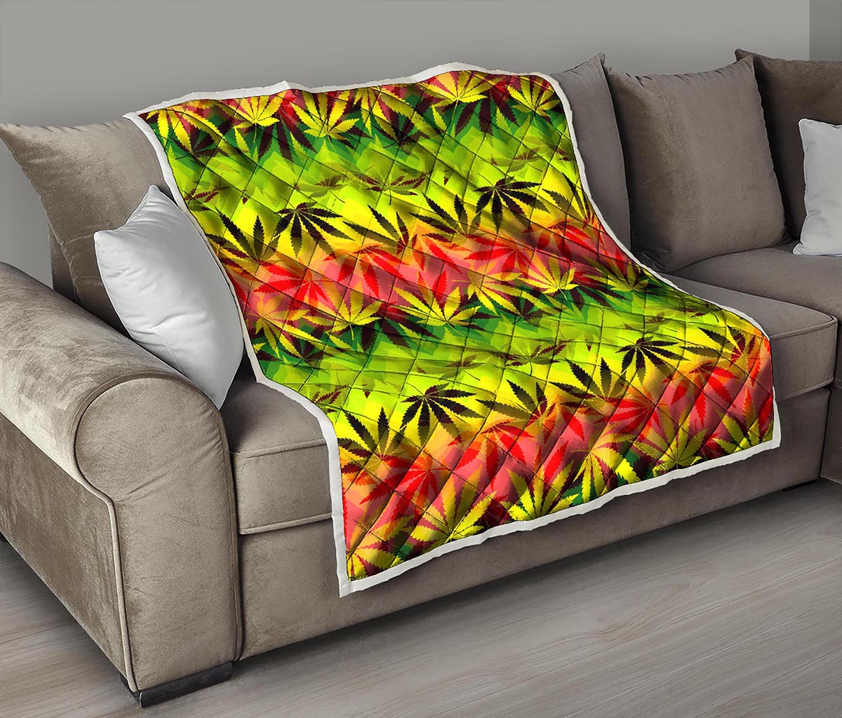 Hemp Leaf Reggae Pattern Print Quilt