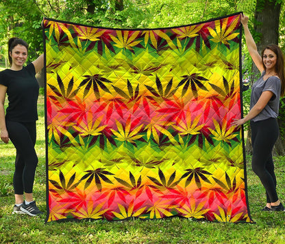 Hemp Leaf Reggae Pattern Print Quilt