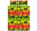 Hemp Leaf Reggae Pattern Print Quilt Bed Set