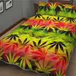 Hemp Leaf Reggae Pattern Print Quilt Bed Set