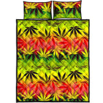 Hemp Leaf Reggae Pattern Print Quilt Bed Set