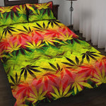 Hemp Leaf Reggae Pattern Print Quilt Bed Set