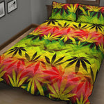 Hemp Leaf Reggae Pattern Print Quilt Bed Set