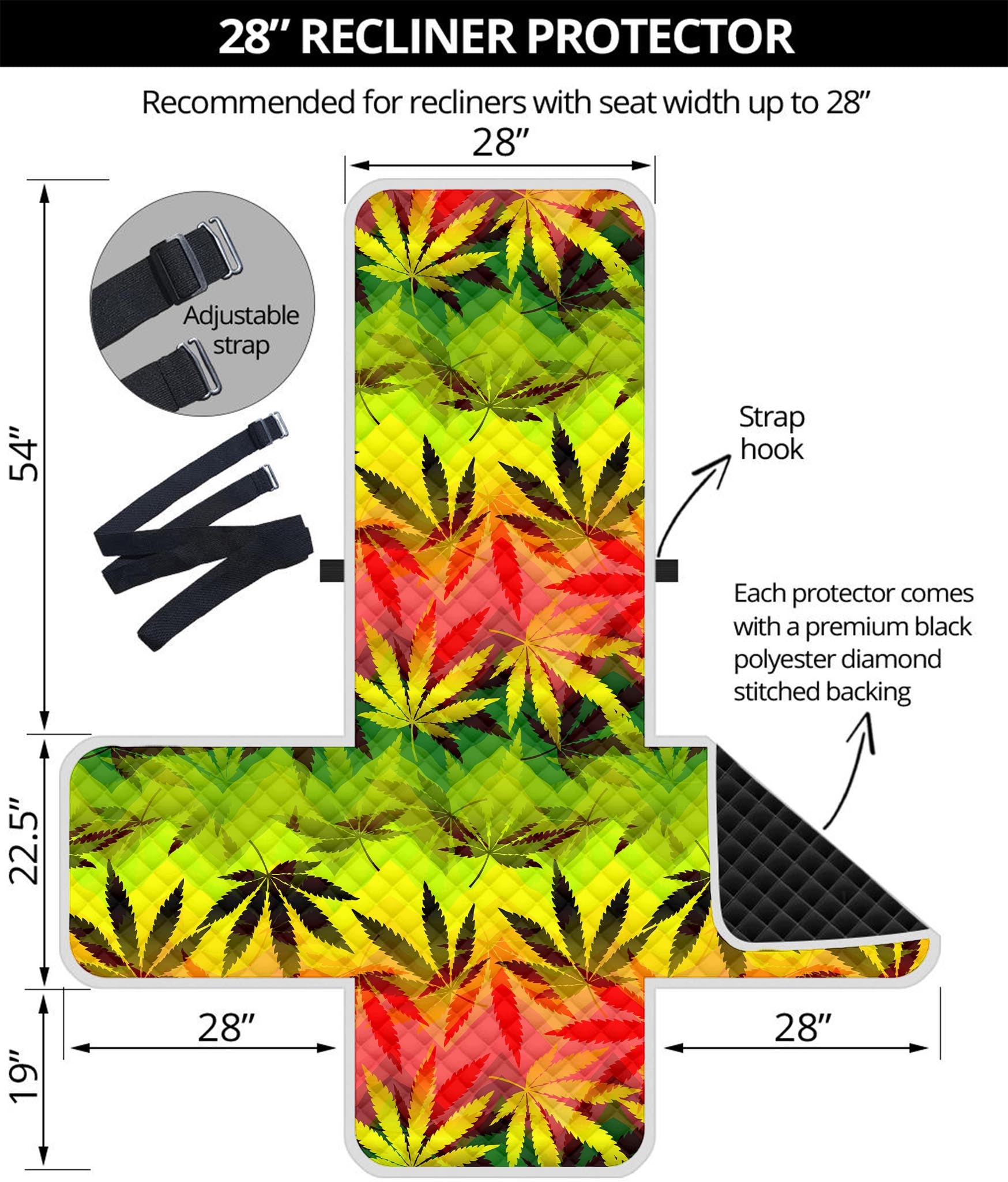 Hemp Leaf Reggae Pattern Print Recliner Protector