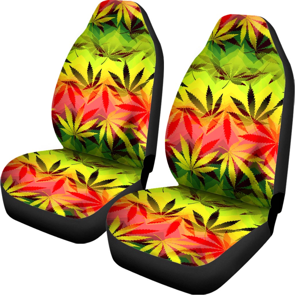 Hemp Leaf Reggae Pattern Print Universal Fit Car Seat Covers