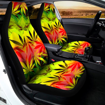 Hemp Leaf Reggae Pattern Print Universal Fit Car Seat Covers