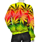 Hemp Leaf Reggae Pattern Print Women's Crewneck Sweatshirt GearFrost