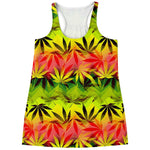 Hemp Leaf Reggae Pattern Print Women's Racerback Tank Top