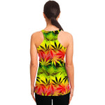 Hemp Leaf Reggae Pattern Print Women's Racerback Tank Top