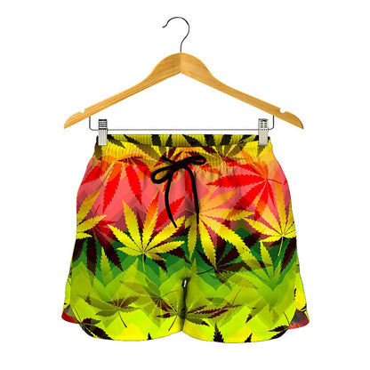 Hemp Leaf Reggae Pattern Print Women's Shorts