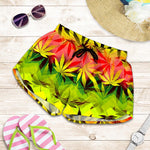 Hemp Leaf Reggae Pattern Print Women's Shorts