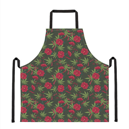 Hemp Leaves And Flowers Pattern Print Apron