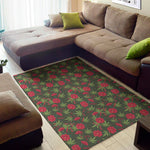 Hemp Leaves And Flowers Pattern Print Area Rug