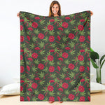Hemp Leaves And Flowers Pattern Print Blanket
