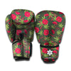 Hemp Leaves And Flowers Pattern Print Boxing Gloves