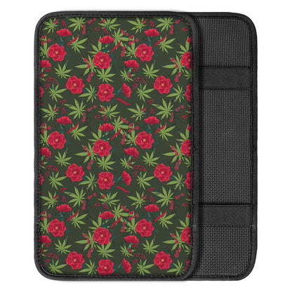 Hemp Leaves And Flowers Pattern Print Car Center Console Cover