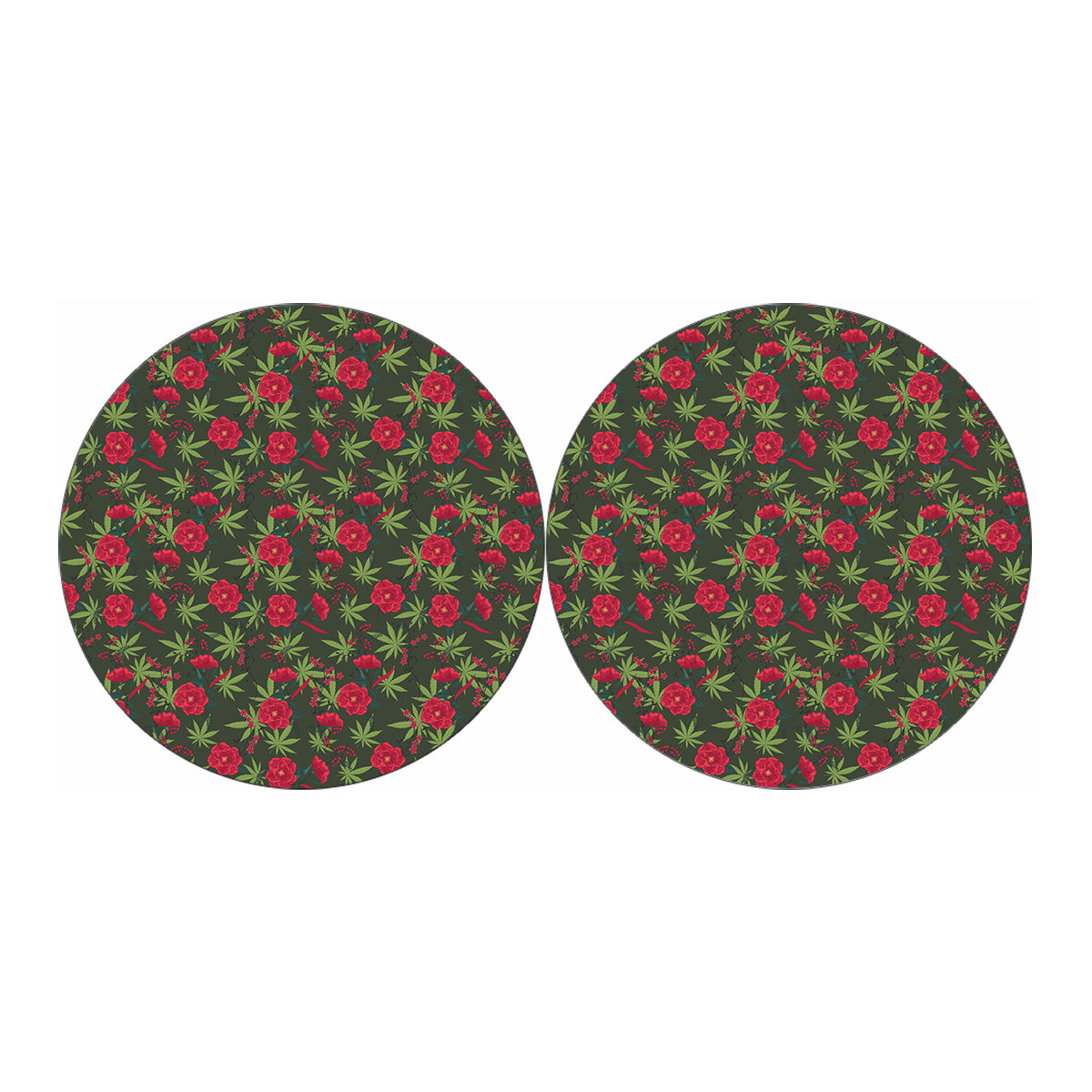 Hemp Leaves And Flowers Pattern Print Car Coasters