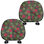 Hemp Leaves And Flowers Pattern Print Car Headrest Covers