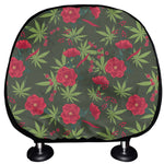 Hemp Leaves And Flowers Pattern Print Car Headrest Covers