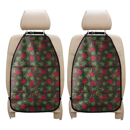Hemp Leaves And Flowers Pattern Print Car Seat Organizers