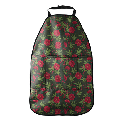 Hemp Leaves And Flowers Pattern Print Car Seat Organizers