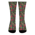 Hemp Leaves And Flowers Pattern Print Crew Socks