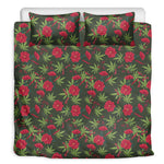 Hemp Leaves And Flowers Pattern Print Duvet Cover Bedding Set