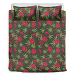 Hemp Leaves And Flowers Pattern Print Duvet Cover Bedding Set