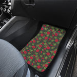 Hemp Leaves And Flowers Pattern Print Front and Back Car Floor Mats