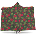 Hemp Leaves And Flowers Pattern Print Hooded Blanket