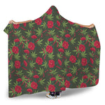 Hemp Leaves And Flowers Pattern Print Hooded Blanket